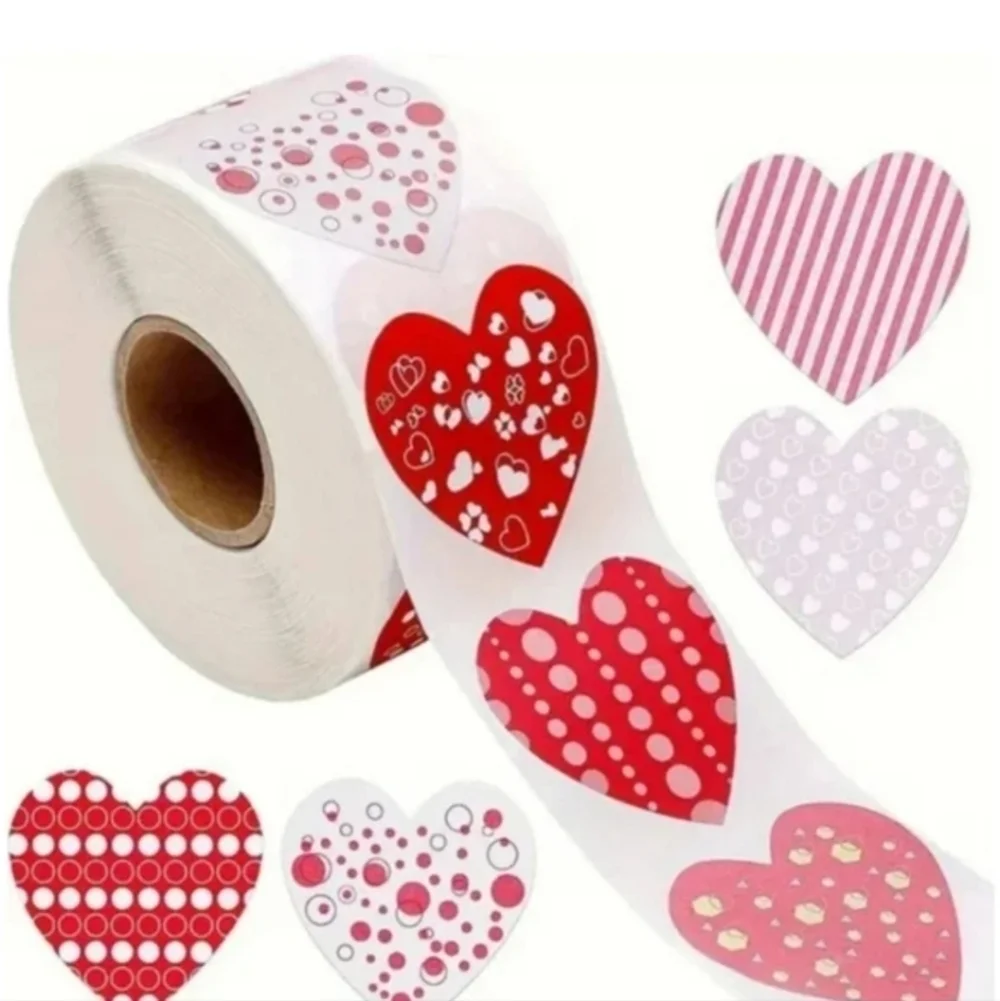 500 Pieces Roll Heart Sealing Sticker